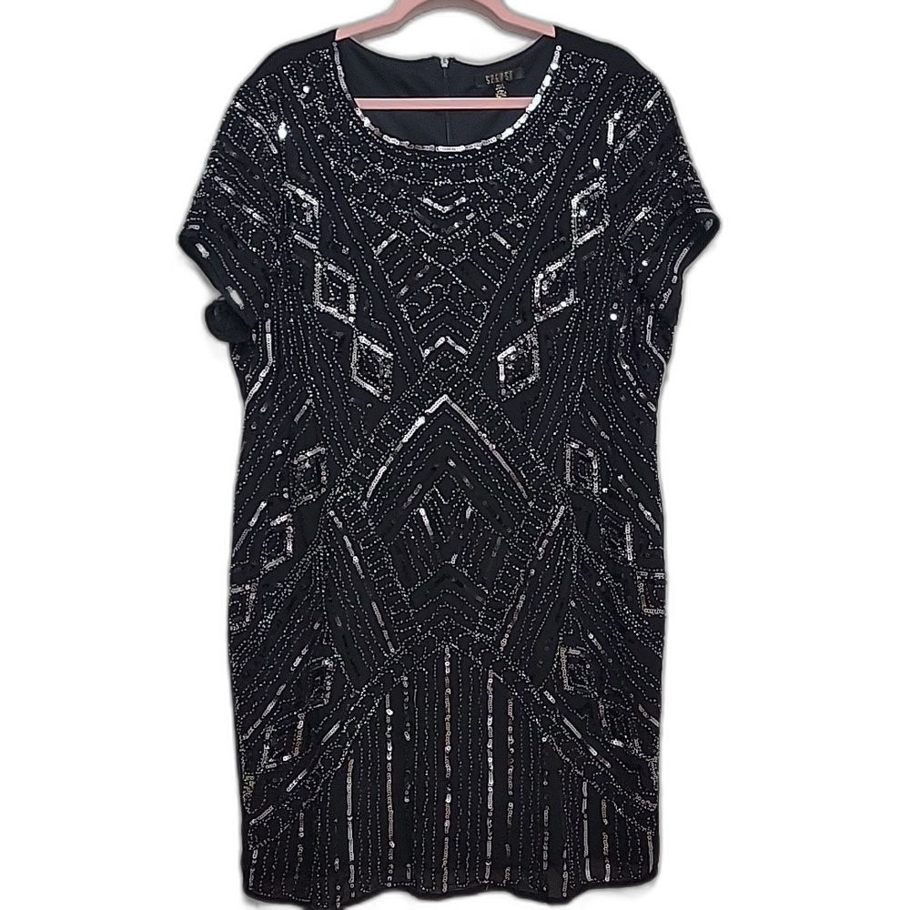 Spense Sequins Mini Dress Silver Black Size 18